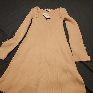 Chic Tan Long Sleeve Dress